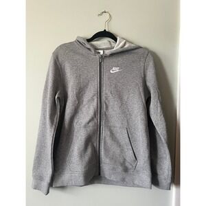 Nike Club Fleece Full Zip Hoodie Gray Youth Size XL